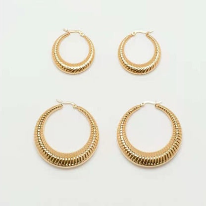 1 Pair Retro Geometric Plating Titanium Steel 18k Gold Plated Earrings