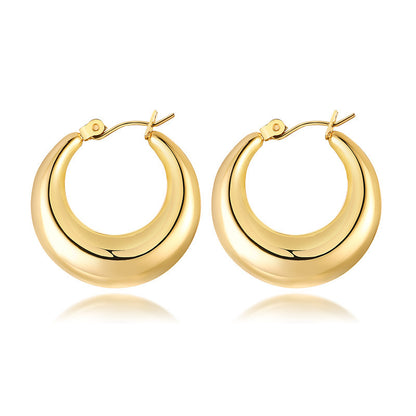 1 Pair Casual Simple Style Round Plating Stainless Steel 18k Gold Plated Earrings