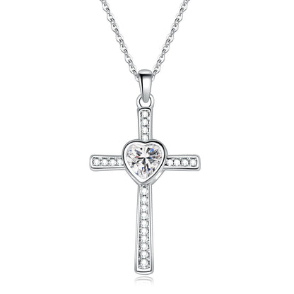 Elegant Streetwear Cross Copper Plating Inlay Zircon Silver Plated Pendant Necklace