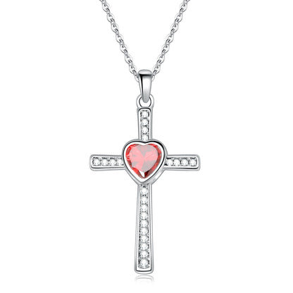 Elegant Streetwear Cross Copper Plating Inlay Zircon Silver Plated Pendant Necklace