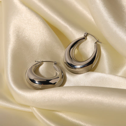 1 Pair Casual Simple Style Round Plating Stainless Steel 18k Gold Plated Earrings