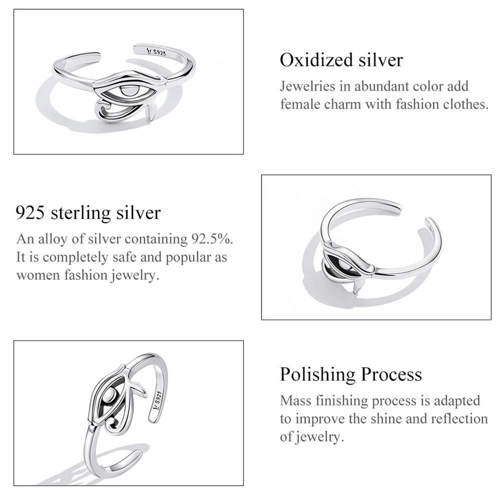 Casual Devil's Eye Sterling Silver Zircon Open Rings In Bulk