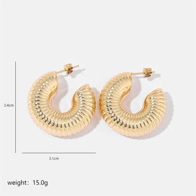 1 Pair Simple Style Solid Color Commute Geometric Semicircle Circle Plating Stainless Steel 18k Gold Plated Earrings