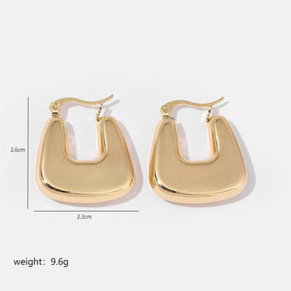 1 Pair Simple Style Solid Color Commute Geometric Semicircle Circle Plating Stainless Steel 18k Gold Plated Earrings