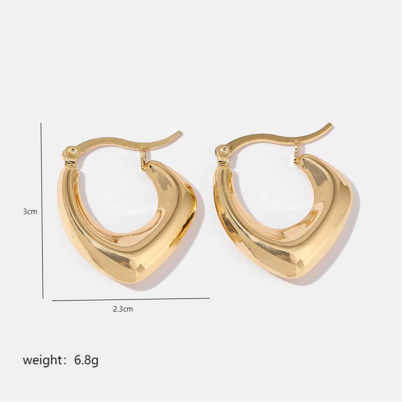 1 Pair Simple Style Solid Color Commute Geometric Semicircle Circle Plating Stainless Steel 18k Gold Plated Earrings