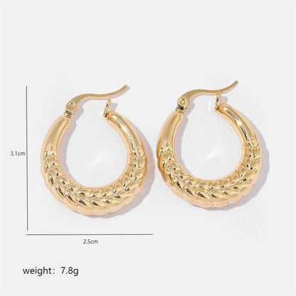 1 Pair Simple Style Solid Color Commute Geometric Semicircle Circle Plating Stainless Steel 18k Gold Plated Earrings