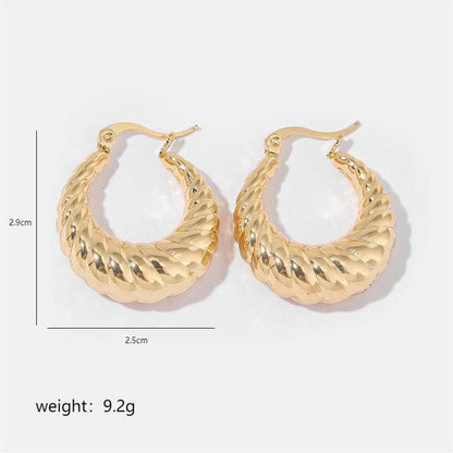 1 Pair Simple Style Solid Color Commute Geometric Semicircle Circle Plating Stainless Steel 18k Gold Plated Earrings