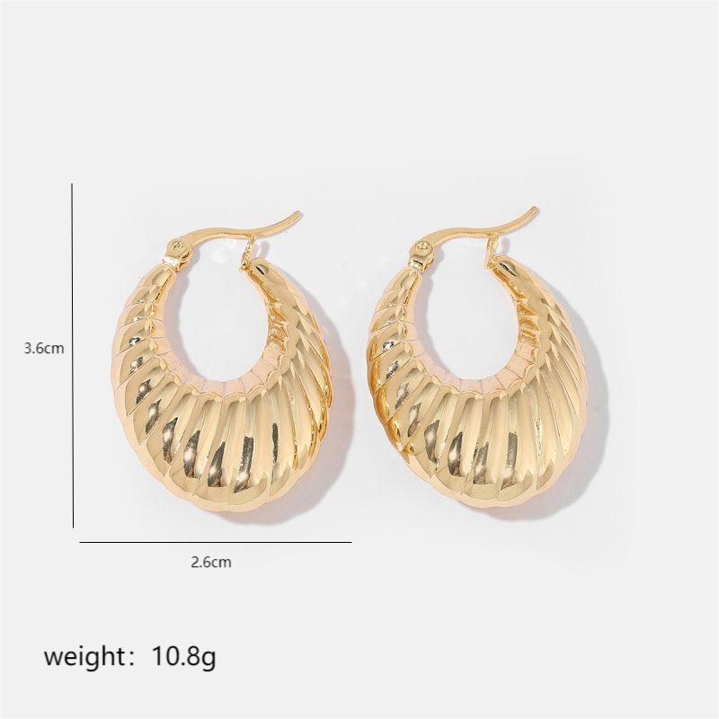 1 Pair Simple Style Solid Color Commute Geometric Semicircle Circle Plating Stainless Steel 18k Gold Plated Earrings