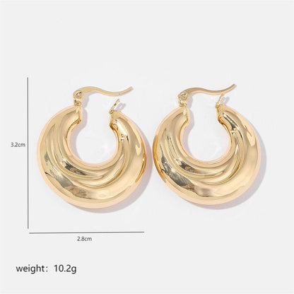 1 Pair Simple Style Solid Color Commute Geometric Semicircle Circle Plating Stainless Steel 18k Gold Plated Earrings