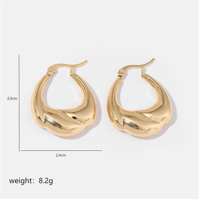 1 Pair Simple Style Solid Color Commute Geometric Semicircle Circle Plating Stainless Steel 18k Gold Plated Earrings