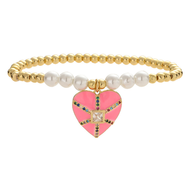 Ig Style Simple Style Heart Shape Eye Umbrella Copper Beaded Enamel Inlay Zircon Bracelets