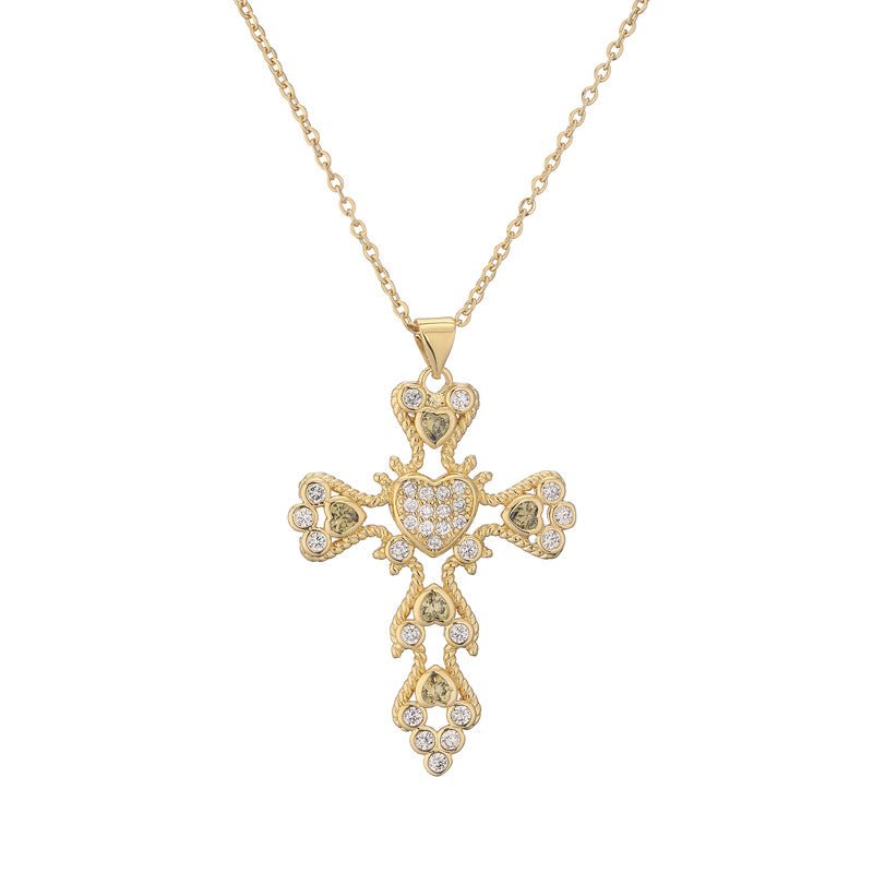 Ig Style Simple Style Cross Copper Plating Inlay Zircon Gold Plated Pendant Necklace