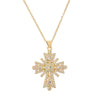 Ig Style Simple Style Cross Copper Plating Inlay Zircon Gold Plated Pendant Necklace