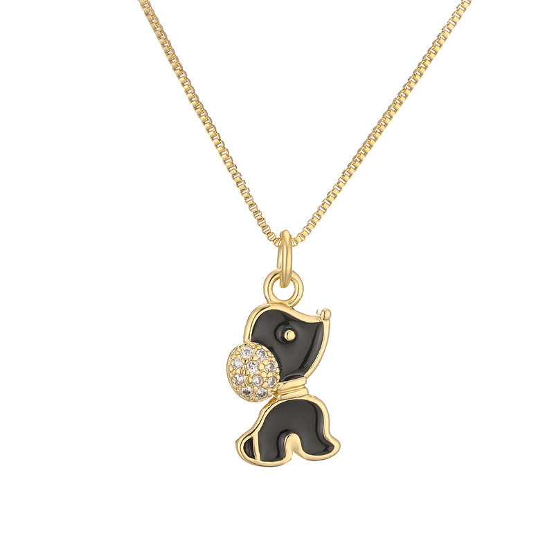 Ig Style Simple Style Dog Cat Copper Plating Inlay Zircon Gold Plated Pendant Necklace