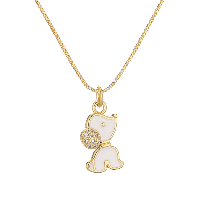 Ig Style Simple Style Dog Cat Copper Plating Inlay Zircon Gold Plated Pendant Necklace