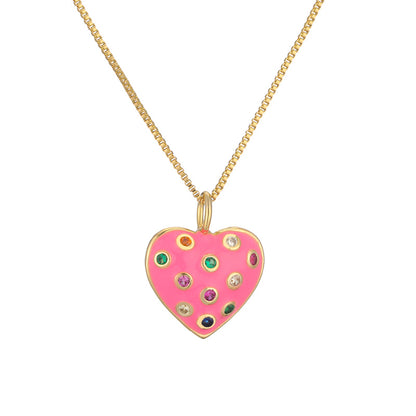 Ig Style Simple Style Heart Shape Copper Gold Plated Zircon Pendant Necklace In Bulk