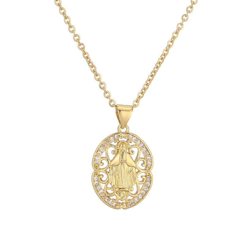 Ig Style Simple Style Cross Copper Plating Inlay Zircon Gold Plated Pendant Necklace