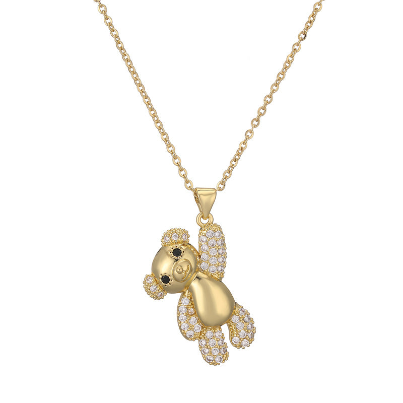 Ig Style Simple Style Little Bear Copper Plating Inlay Zircon Gold Plated Pendant Necklace