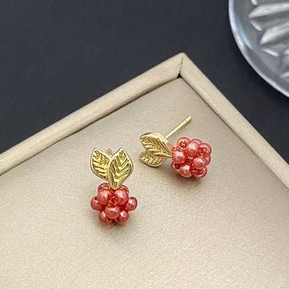 1 Pair Sweet Fruit Heart Shape Enamel Alloy Ear Studs