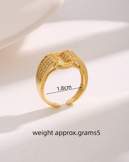 Simple Style Rectangle Copper 18k Gold Plated Zircon Open Rings In Bulk