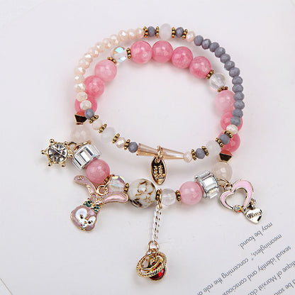 Elegant Lady Heart Shape Cat Artificial Crystal Women's Bracelets