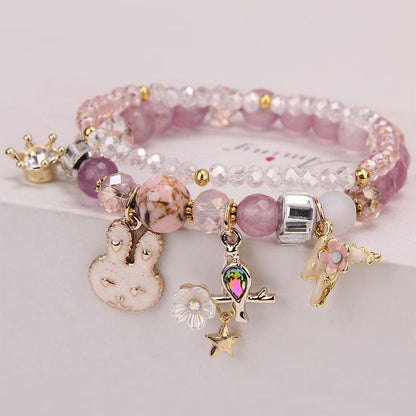 Elegant Lady Heart Shape Cat Artificial Crystal Women's Bracelets