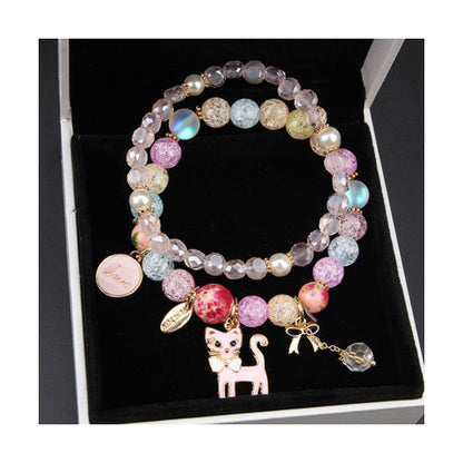 Elegant Lady Heart Shape Cat Artificial Crystal Women's Bracelets