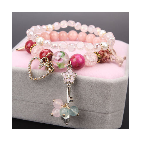 Elegant Lady Heart Shape Cat Artificial Crystal Women's Bracelets