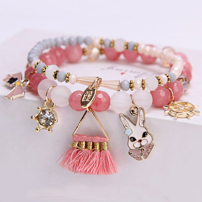 Elegant Lady Heart Shape Cat Artificial Crystal Women's Bracelets