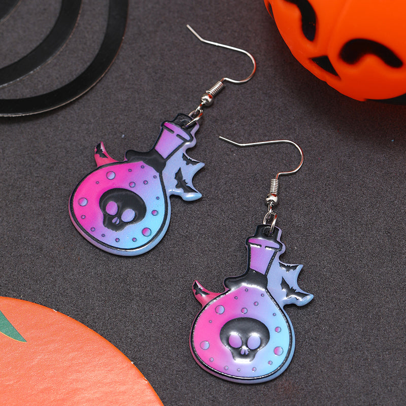 Wholesale Jewelry Retro Letter Skull Arylic Painted Drop Earrings