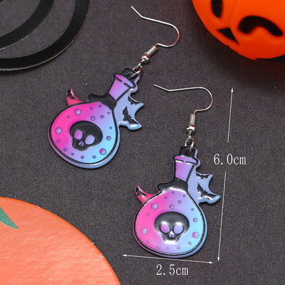 Wholesale Jewelry Retro Letter Skull Arylic Painted Drop Earrings