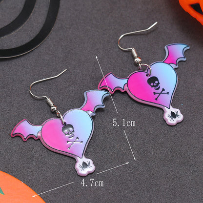 Wholesale Jewelry Retro Letter Skull Arylic Painted Drop Earrings