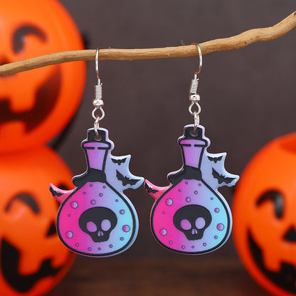 Wholesale Jewelry Retro Letter Skull Arylic Painted Drop Earrings