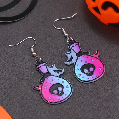 Wholesale Jewelry Retro Letter Skull Arylic Painted Drop Earrings