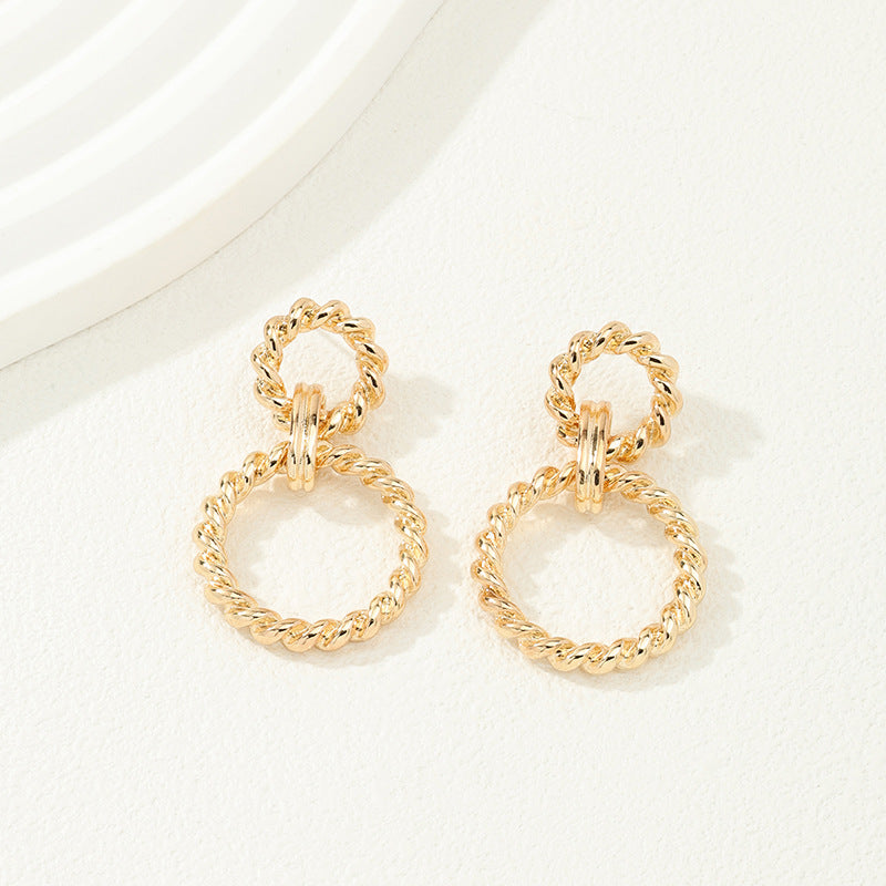 Wholesale Jewelry Simple Style Solid Color Zinc Alloy Gold Plated Plating Drop Earrings