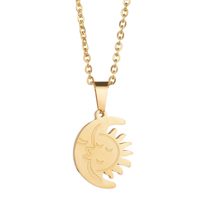 Casual Sun Moon Stainless Steel Plating Pendant Necklace