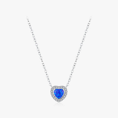 Ig Style Elegant Commute Heart Shape Sterling Silver Rhodium Plated Opal Necklace In Bulk