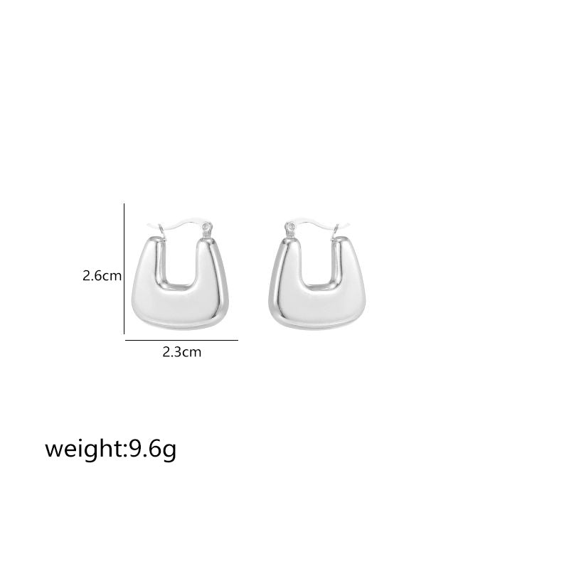 1 Pair Simple Style Commute Shiny Irregular Geometric Circle Plating Stainless Steel White Gold Plated Earrings