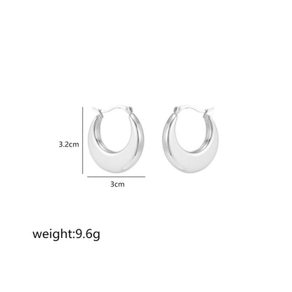 1 Pair Simple Style Commute Shiny Irregular Geometric Circle Plating Stainless Steel White Gold Plated Earrings