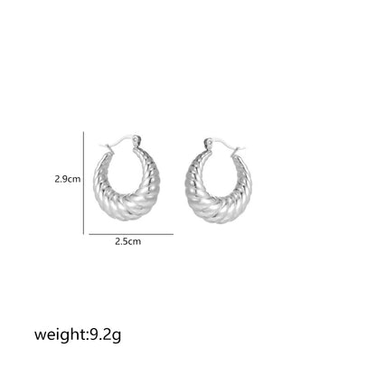 1 Pair Simple Style Commute Shiny Irregular Geometric Circle Plating Stainless Steel White Gold Plated Earrings