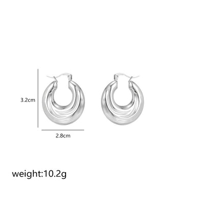 1 Pair Simple Style Commute Shiny Irregular Geometric Circle Plating Stainless Steel White Gold Plated Earrings