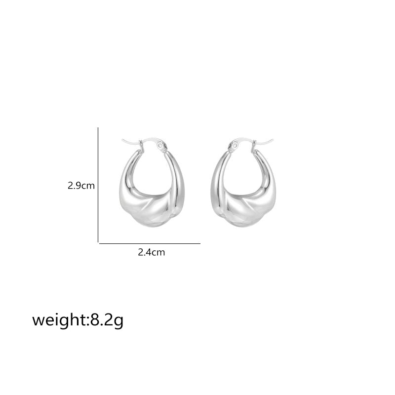 1 Pair Simple Style Commute Shiny Irregular Geometric Circle Plating Stainless Steel White Gold Plated Earrings