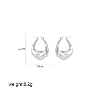 1 Pair Simple Style Commute Shiny Irregular Geometric Circle Plating Stainless Steel White Gold Plated Earrings