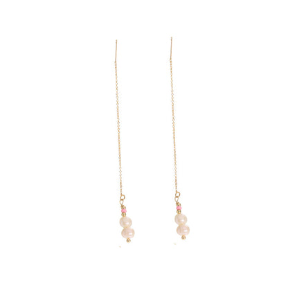 1 Pair Original Design Tassel Plating Freshwater Pearl Sterling Silver 18k Gold Plated Drop Earrings