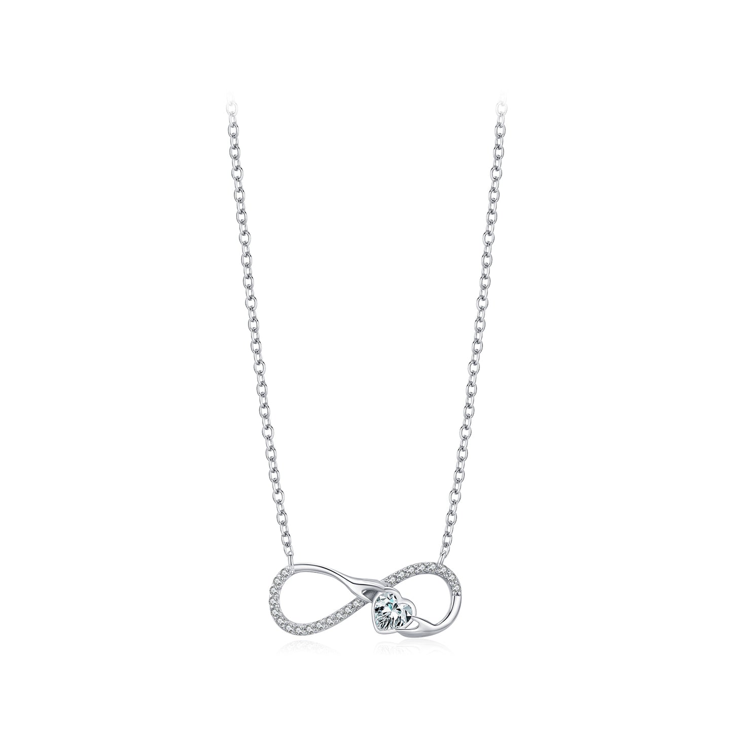 Ig Style Romantic Sweet Infinity Sterling Silver 14k Gold Plated Rhodium Plated Zircon Necklace In Bulk