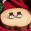 1 Pair Cute Christmas Tree Santa Claus Sock Wood Ear Studs