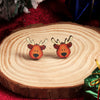 1 Pair Cute Christmas Tree Santa Claus Sock Wood Ear Studs