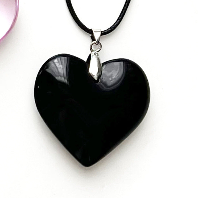 Ig Style Heart Shape Glass Flannel Plating Women's Pendant Necklace