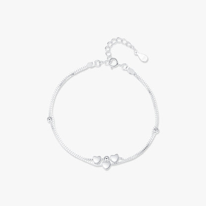 Ig Style Sweet Simple Style Heart Shape Sterling Silver Rhodium Plated Bracelets In Bulk