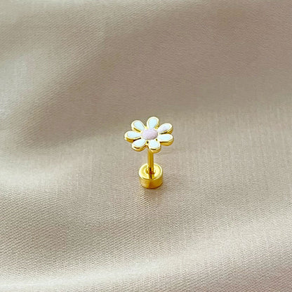 1 Piece Simple Style Flower Enamel Stainless Steel Ear Studs